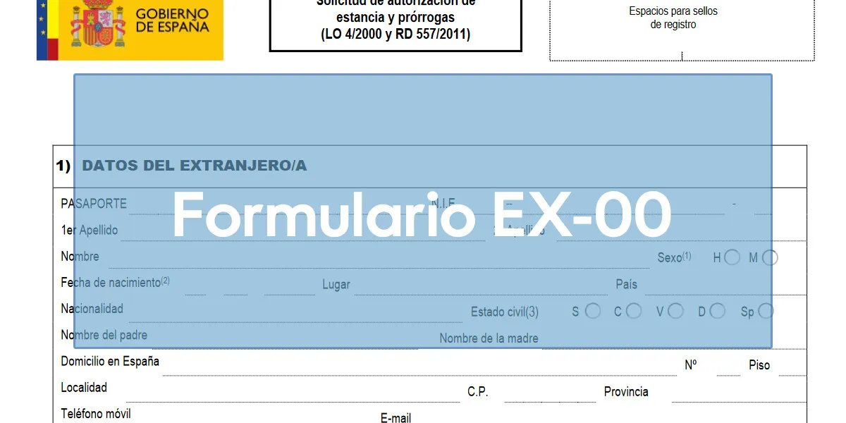 Formulario EX-00 de extranjería